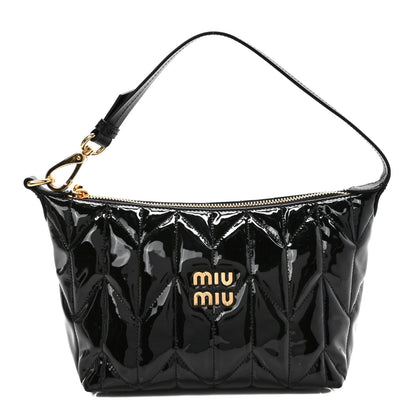 Miu Miu Iridescent Fabric Quilted Mini Spirit Ciré Bag Black 1 of 8
