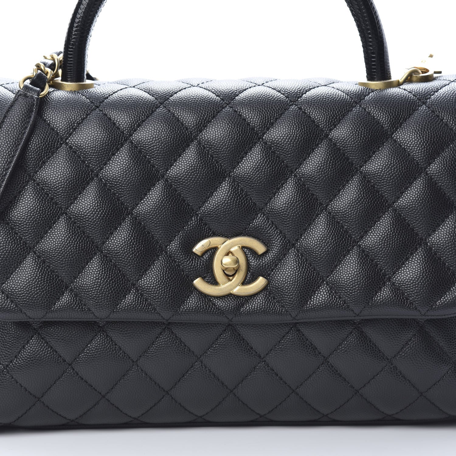 Chanel Caviar Lizard Embossed Quilted Small Coco Handle Flap Black 8 of 10