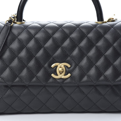 Chanel Caviar Lizard Embossed Quilted Small Coco Handle Flap Black 8 of 10