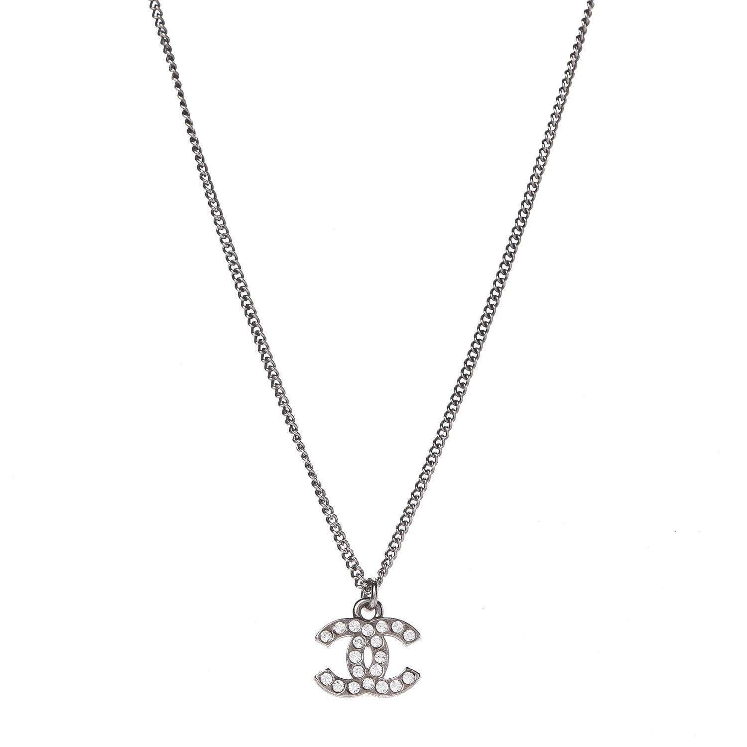 Chanel Crystal CC Necklace Silver 1 of 4