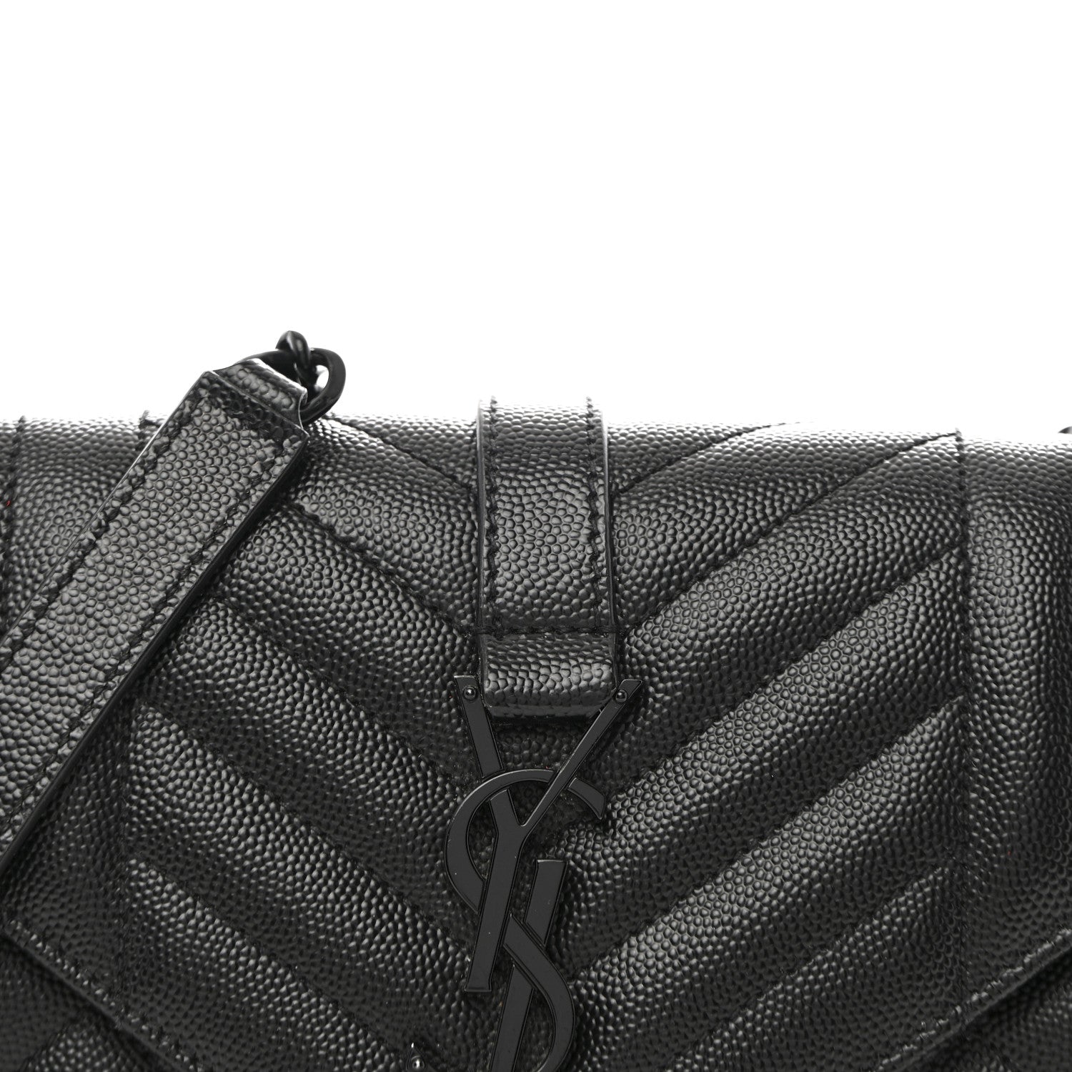 Saint Laurent Grain De Poudre Textured Mixed Matelasse Triquilt Small Monogram Monochrome Satchel Black 7 of 9