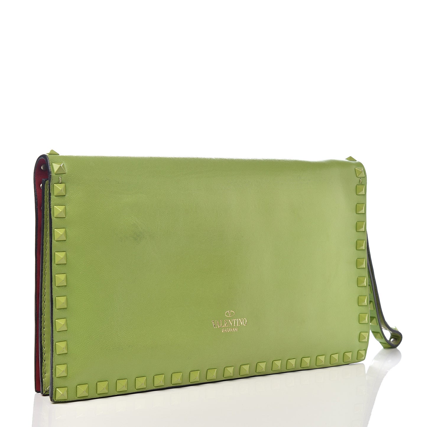 Nappa Rockstud Wristlet Clutch Pop Apple