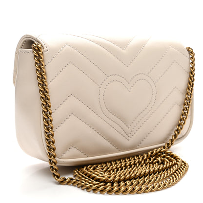 Gucci Calfskin Matelasse Super Mini GG Marmont Shoulder Bag White 3 of 10