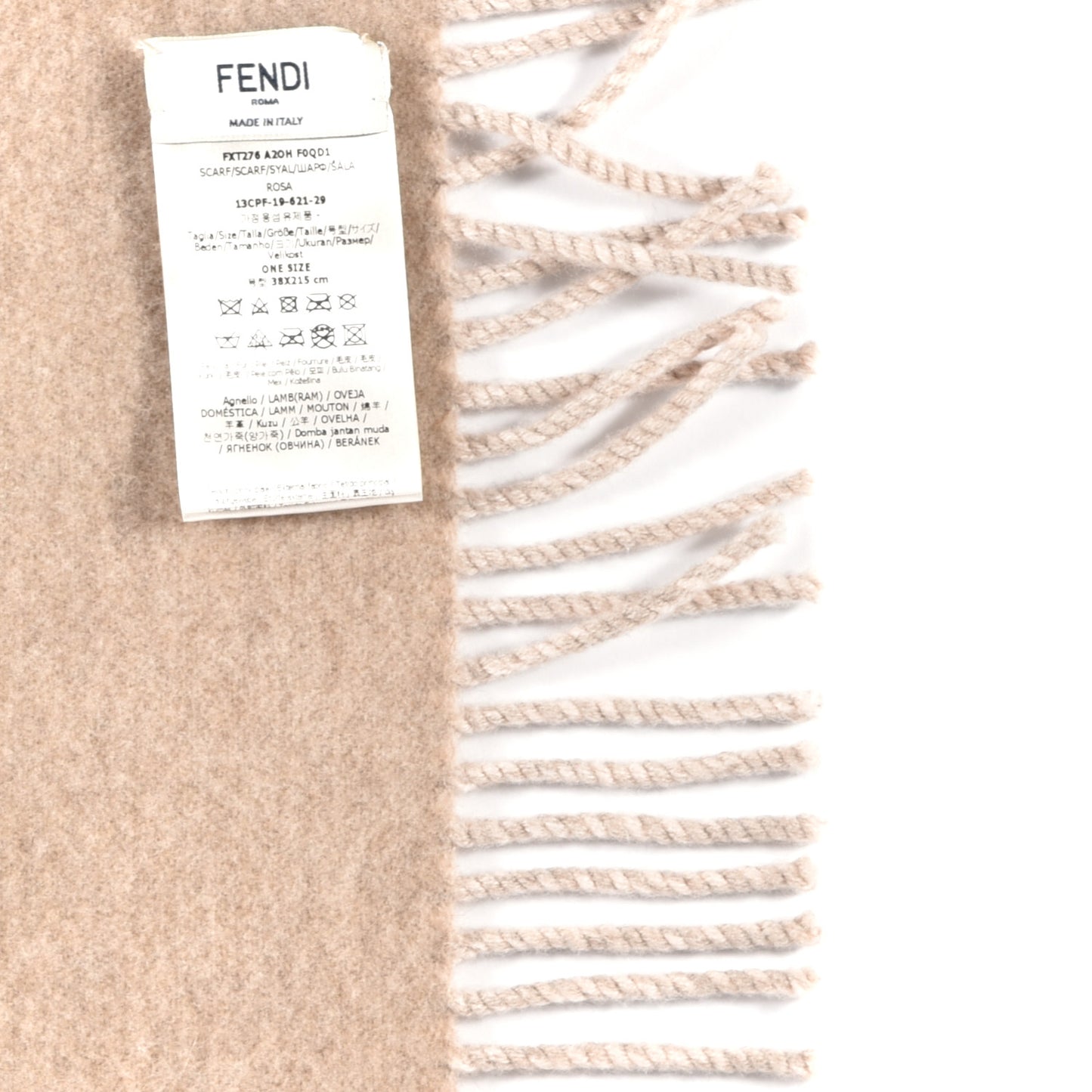 Wool Cashmere Shearling FF Touch Of Fur Scarf Beige