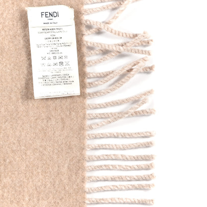 Fendi Wool Cashmere Shearling FF Touch Of Fur Scarf Beige 3 of 3