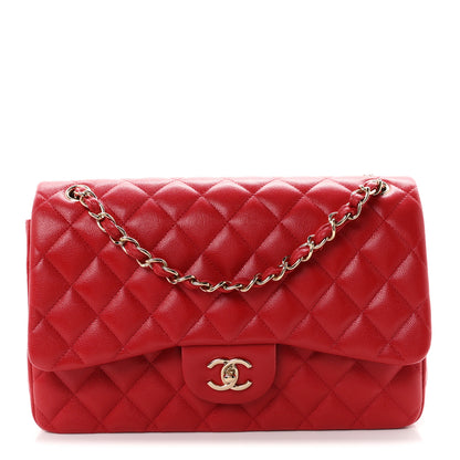 Chanel Caviar Quilted Jumbo Double Flap Red 1 of 10