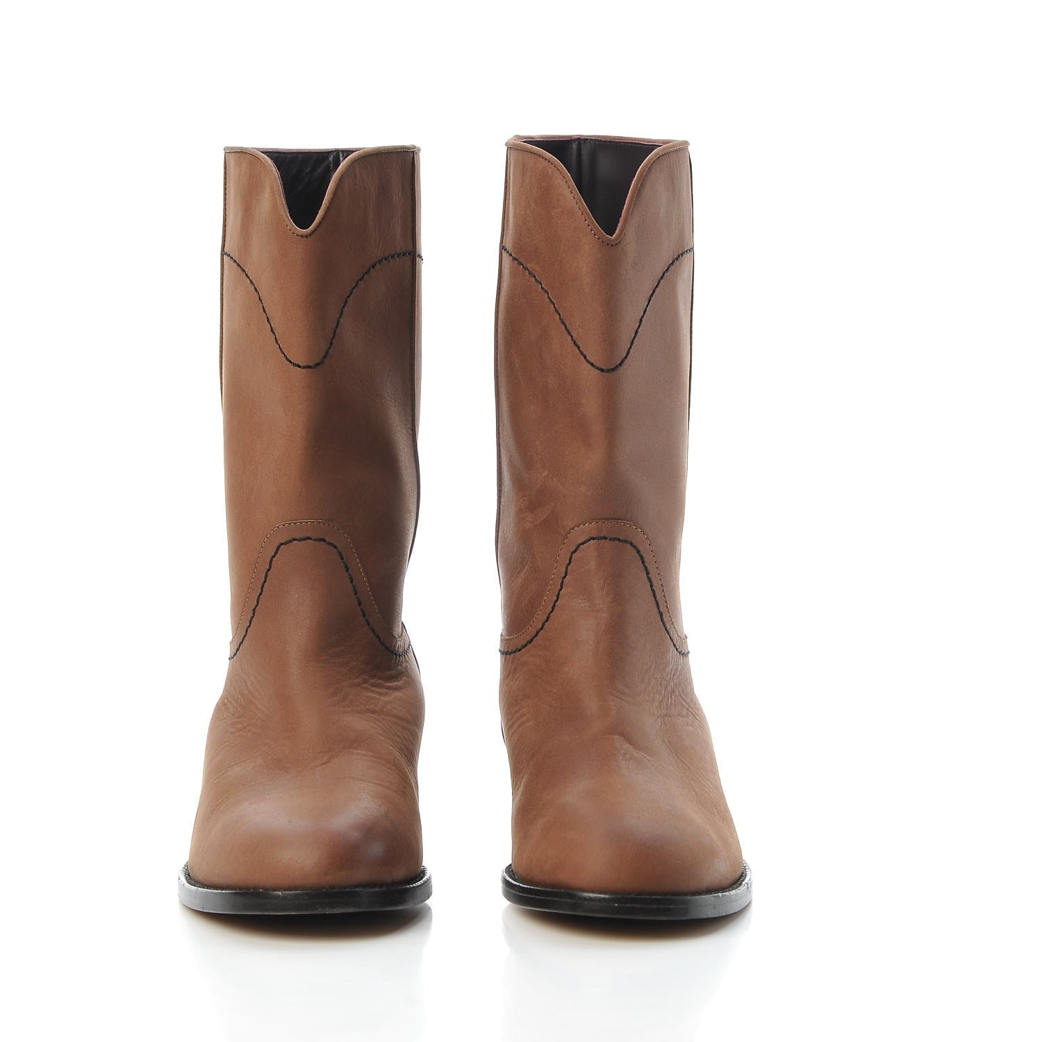 Chanel Nubuck CC Short Boots 37 Light Brown 2 of 8