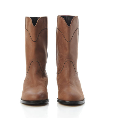 Chanel Nubuck CC Short Boots 37 Light Brown 2 of 8