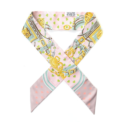 Hermes Silk Brides de Gala Love Twilly Parme Vert D Eau Vieux Rose 1 of 5