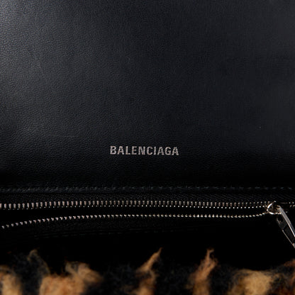 Balenciaga Fleece Leopard Print Small Hourglass Top Handle Bag Brown 6 of 11