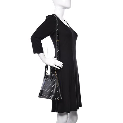 Balenciaga Calfskin Allover Logo S Ville Top Handle Bag Black White 2 of 10