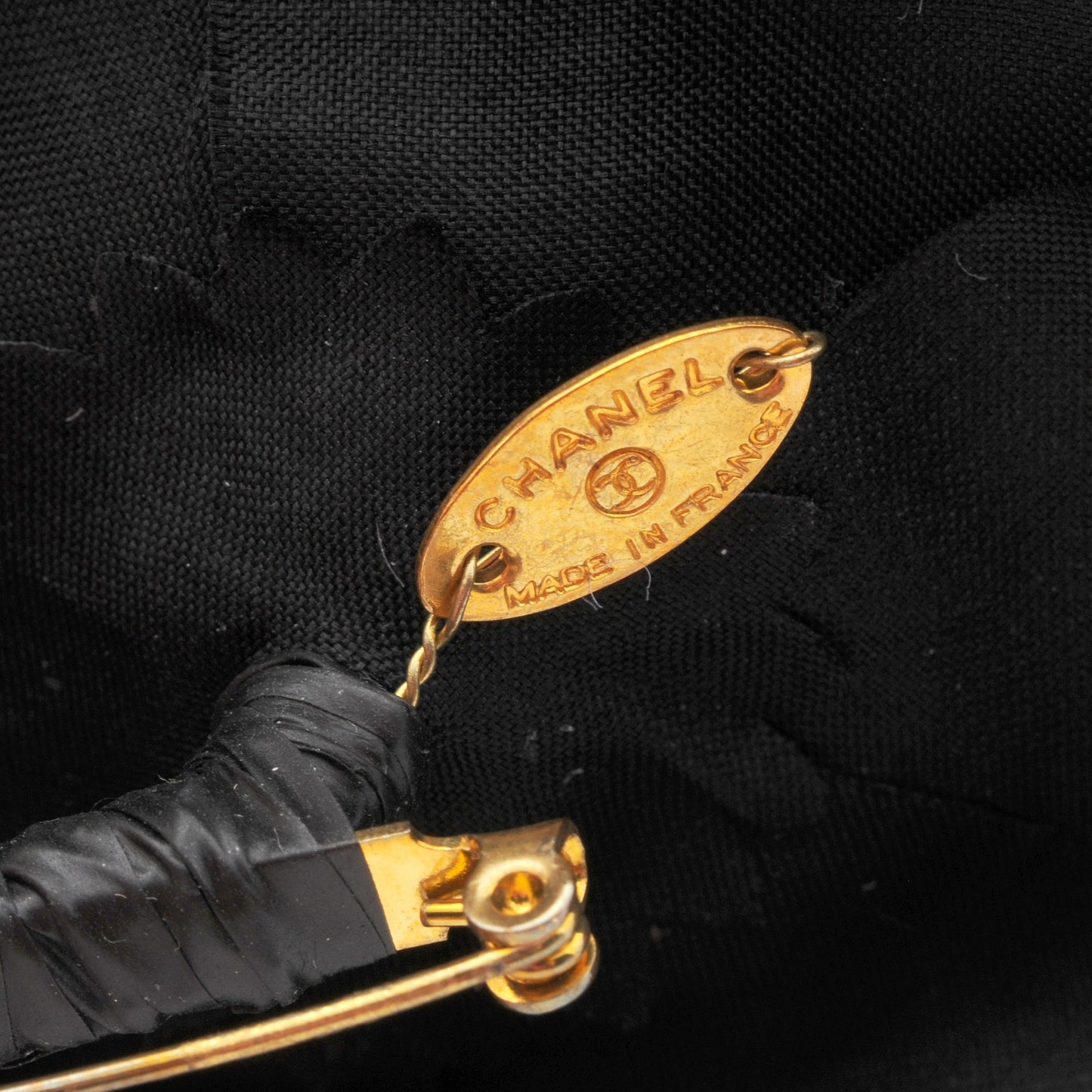 Satin Camellia Pin Brooch Black