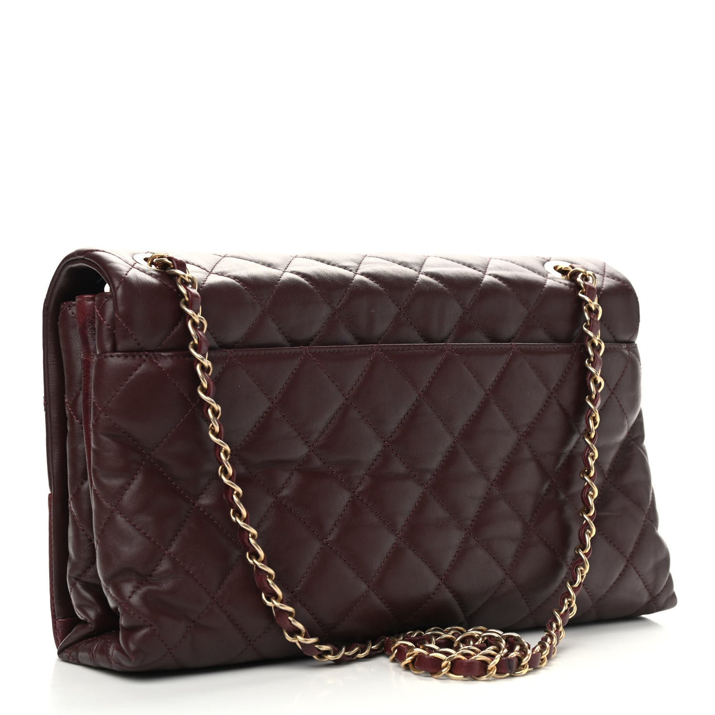 Calfskin Quilted Jumbo Soft Elegance Flap Bordeaux
