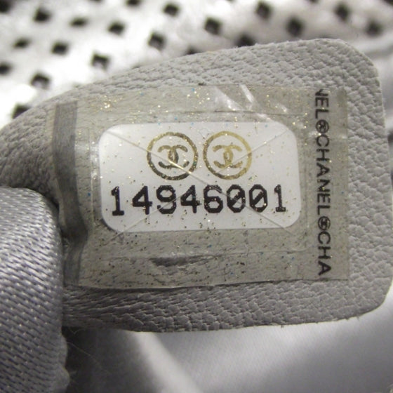 Chanel Metallic Crackled Calfskin Perforated Drill Flap Silver 9 of 12