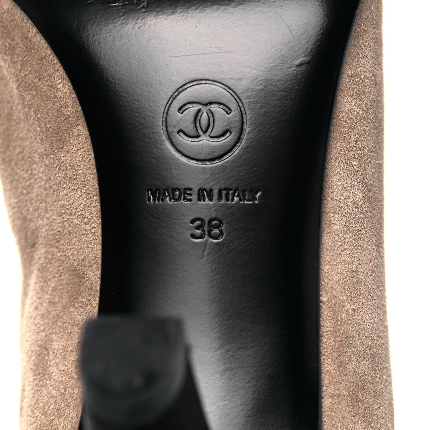 Chanel Suede Calfskin Satin Gabrielle Cap Toe Short Boots 38 Beige Black 5 of 7