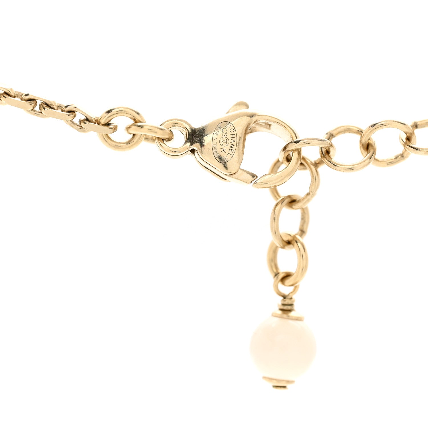 Chanel Enamel Crystal CC Camellia Flower Necklace Gold White 4 of 4