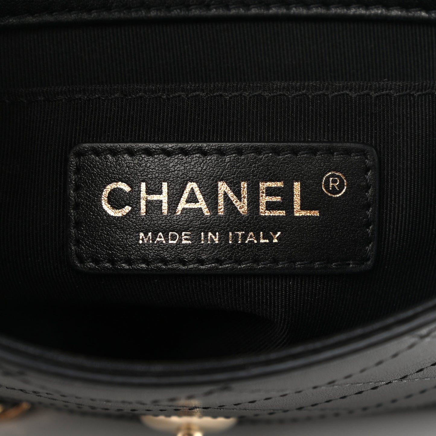 Calfskin Stitched Small Covered CC Flap Bag Black