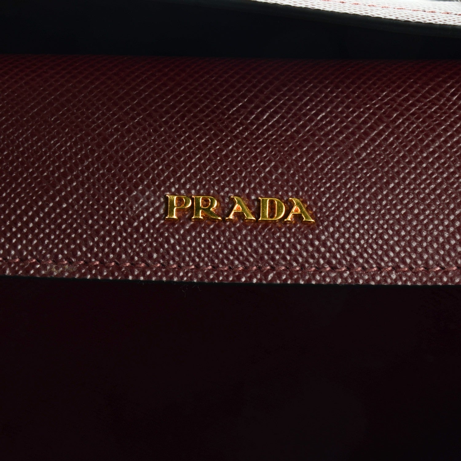 Prada Saffiano Cuir Large Double Bag Granato 9 of 11