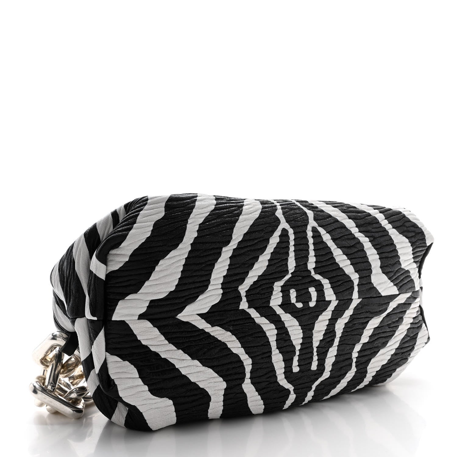 Bottega Veneta Nappa Zebra Print The Pouch Chain White Black 4 of 10