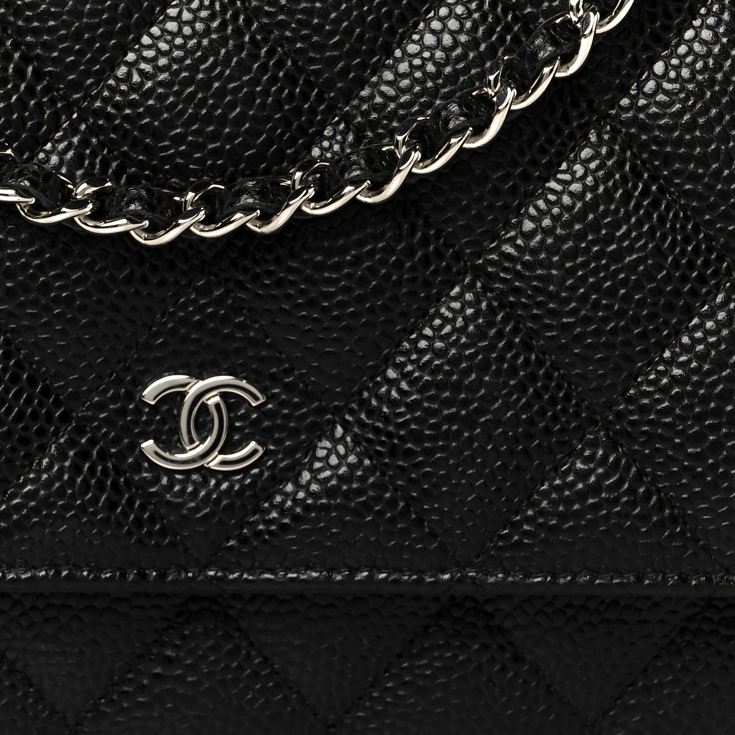 Caviar Quilted Wallet On Chain WOC Black