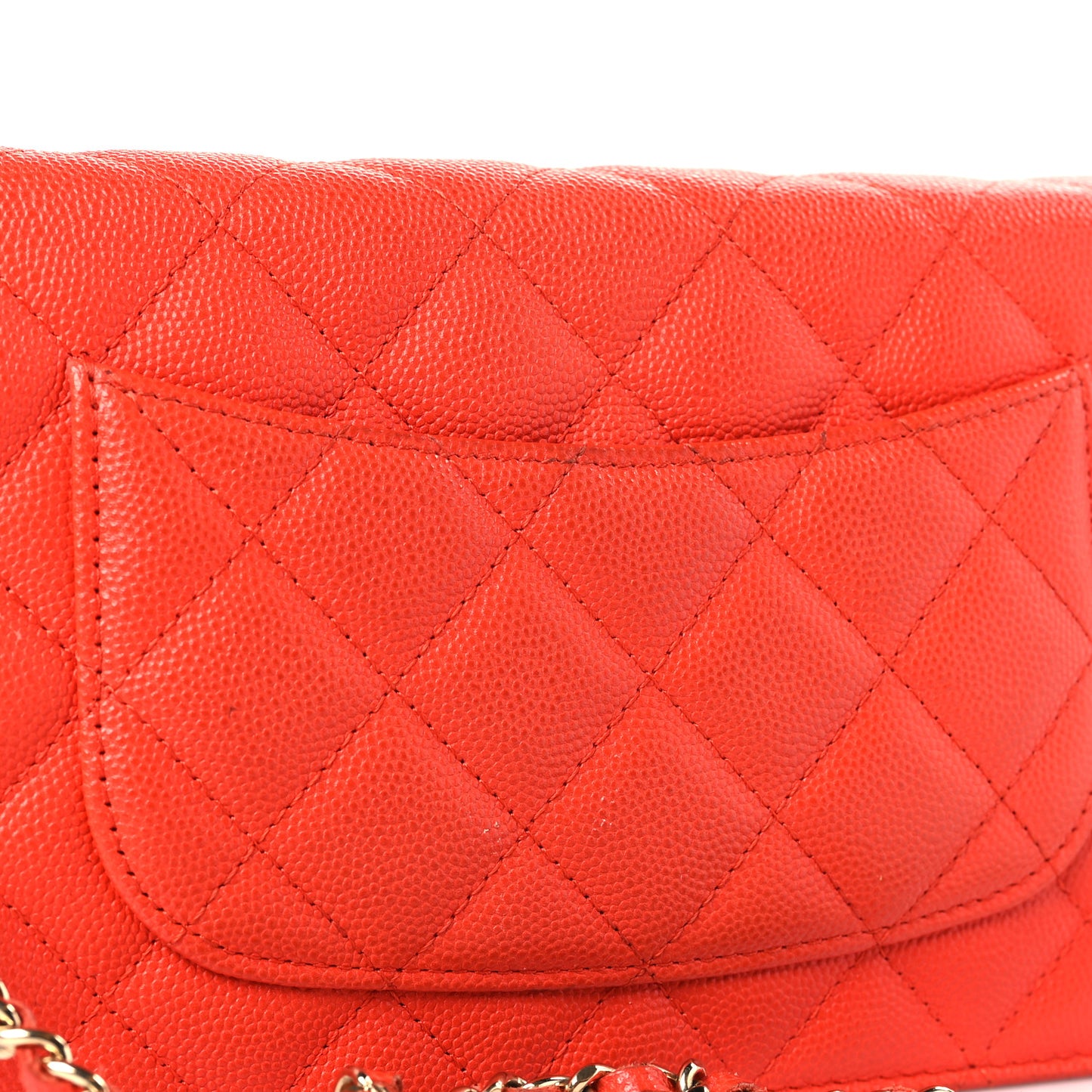 Caviar Quilted Wallet on Chain WOC Orange