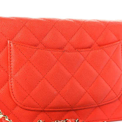 Chanel Caviar Quilted Wallet on Chain WOC Orange 10 of 12