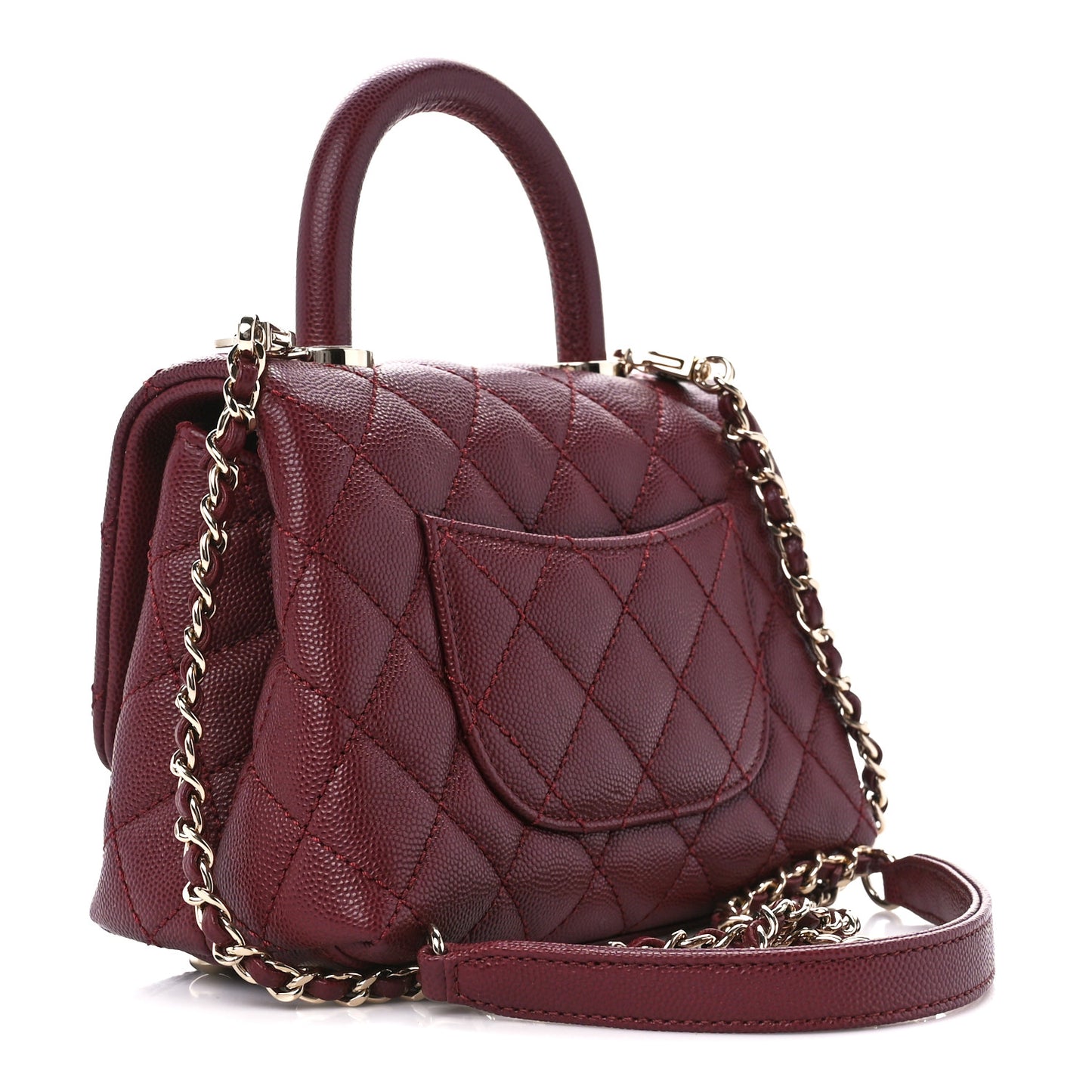 Caviar Quilted Extra Mini Coco Handle Flap Burgundy