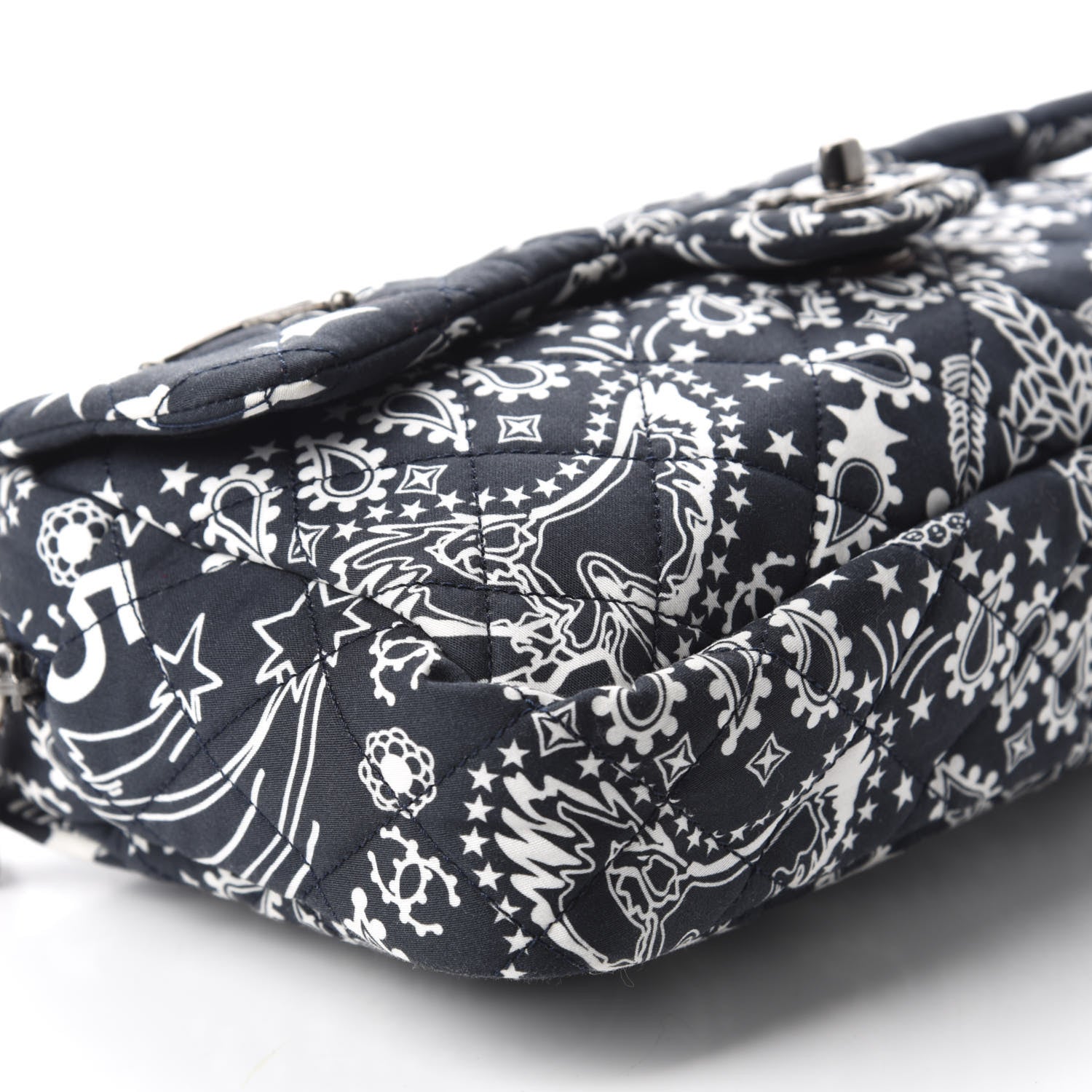 Chanel Cotton Quilted Paris Dallas Medium Bandana Flap Blue 6 of 10