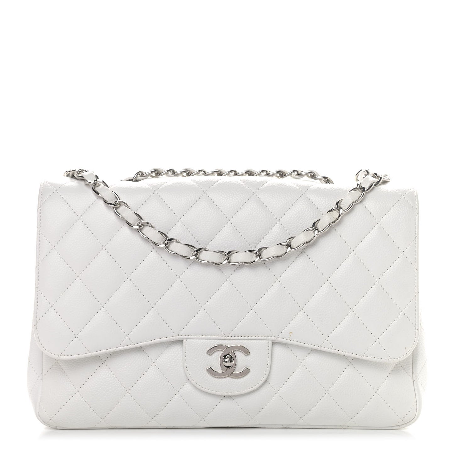 Caviar Quilted Jumbo Single Flap White