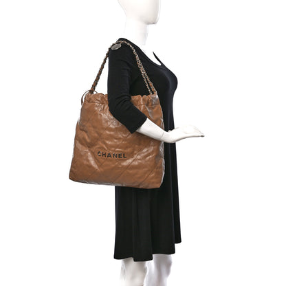 Chanel Shiny Calfskin Quilted Chanel 22 Dark Beige 2 of 10