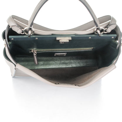 Fendi Vitello Dolce Marmol Large Peekaboo Iconic Satchel Asfalto Verde Salvia 5 of 8