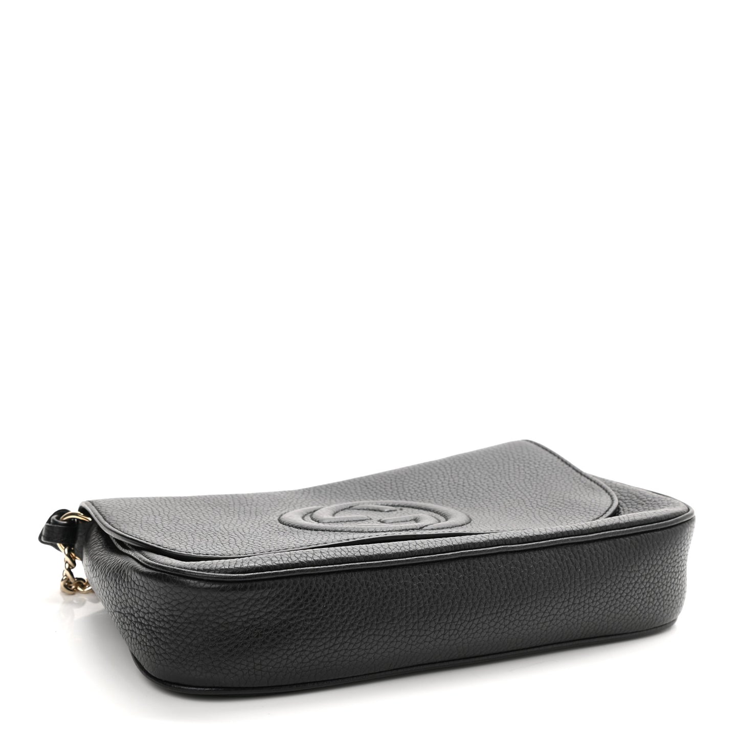 Pebbled Calfskin Medium Soho Flap Crossbody Black