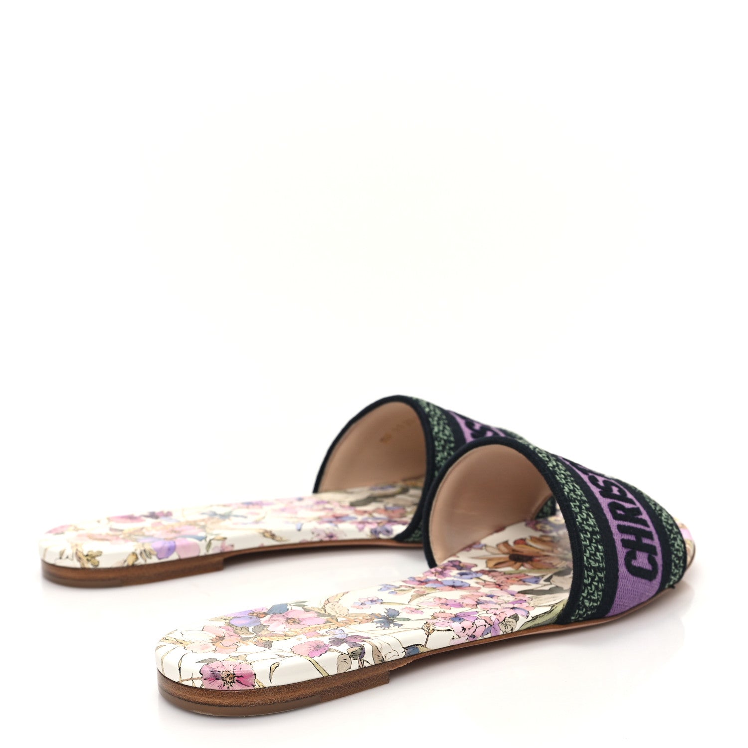Christian Dior Canvas Embroidered 4 Saisons Dway Flat Slide Sandals 38.5 Lilac 4 of 9