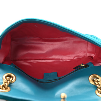 Gucci Velvet Matelasse Small GG Marmont Shoulder Bag Pavone Cyan 5 of 10