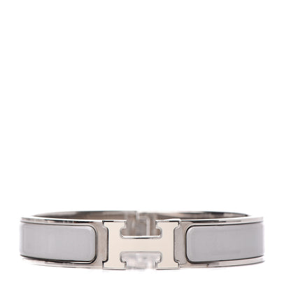 Hermes Enamel Narrow Clic Clac H Bracelet PM Blanc Gris Clair 1 of 6