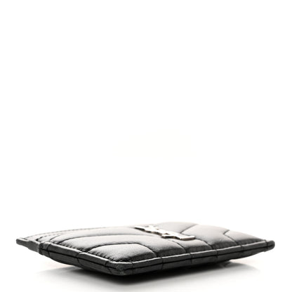 Saint Laurent Calfskin Y Quilted Monogram LouLou Credit Card Case Black 4 of 15