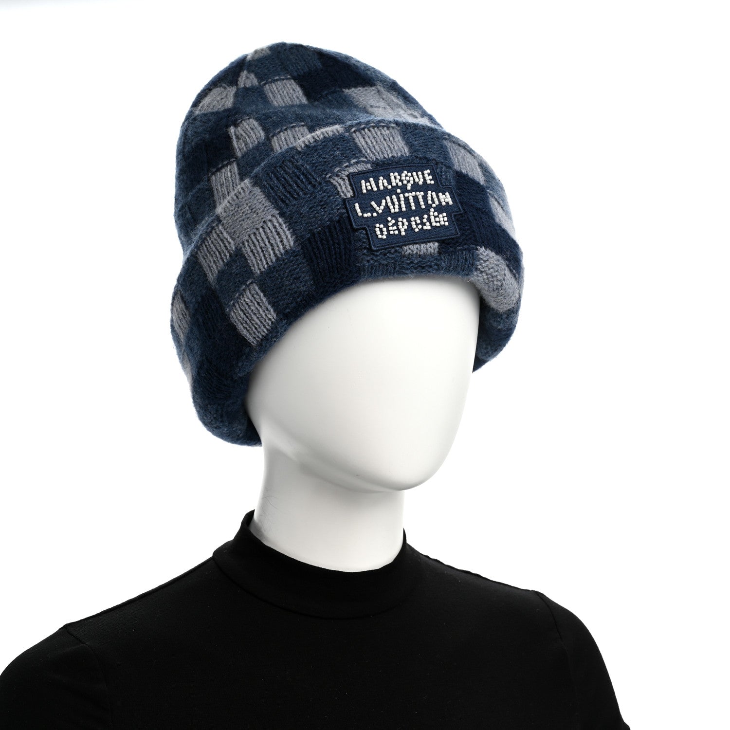 Louis Vuitton Damier Wool LV Crush Damoflage Beanie Denim Blue 2 of 6