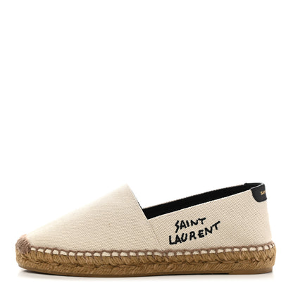Saint Laurent Canvas Nappa Elba Light Logo Embroidered Espadrilles 35.5 Ecru 1 of 10