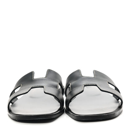 Hermes Box Calfskin Oran Sandals 39 Black 2 of 10