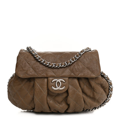 Chanel Washed Lambskin Quilted Medium Chain Around Messenger Taupe 1 of 19