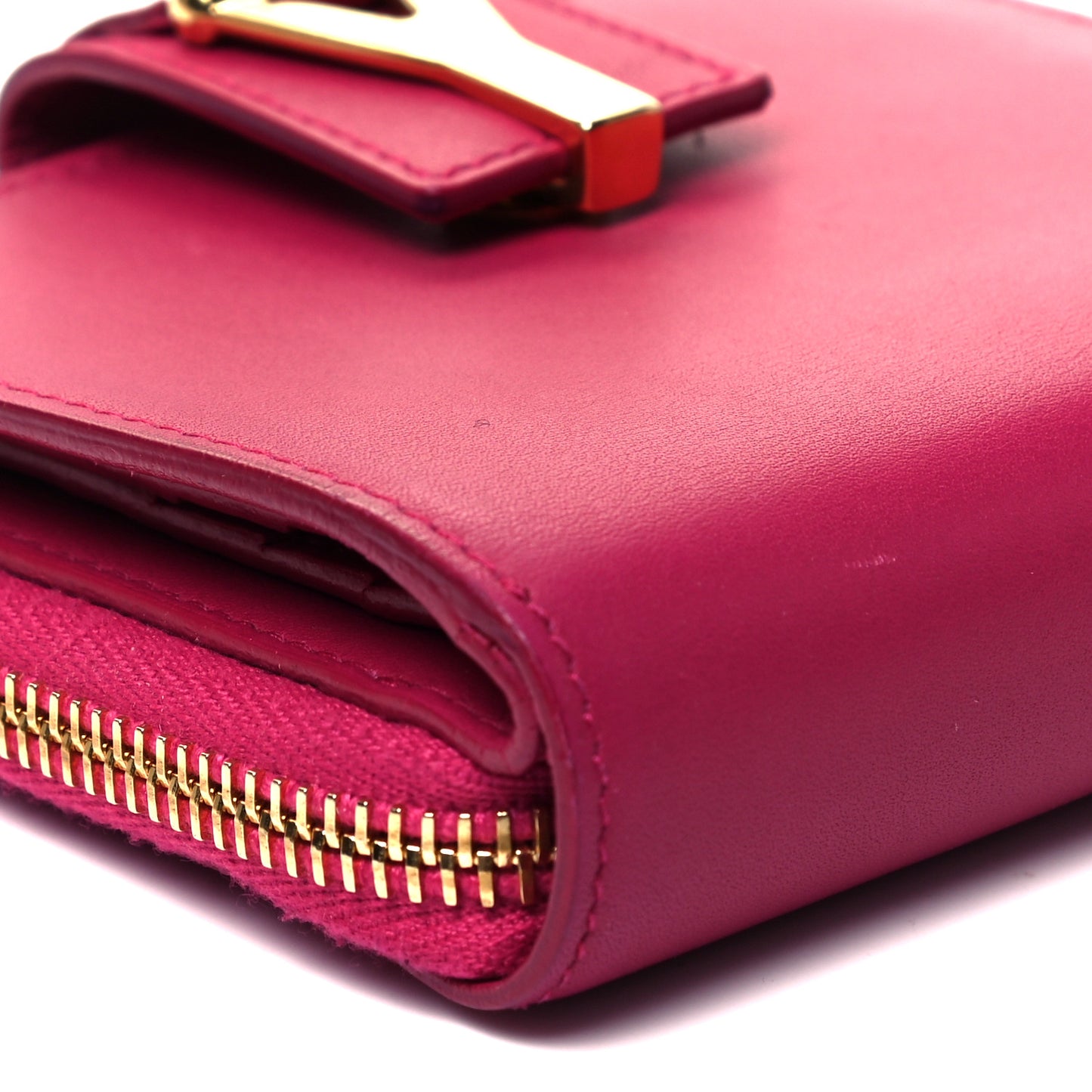 Calfskin Y Line ChYc Compact Wallet Fuchsia