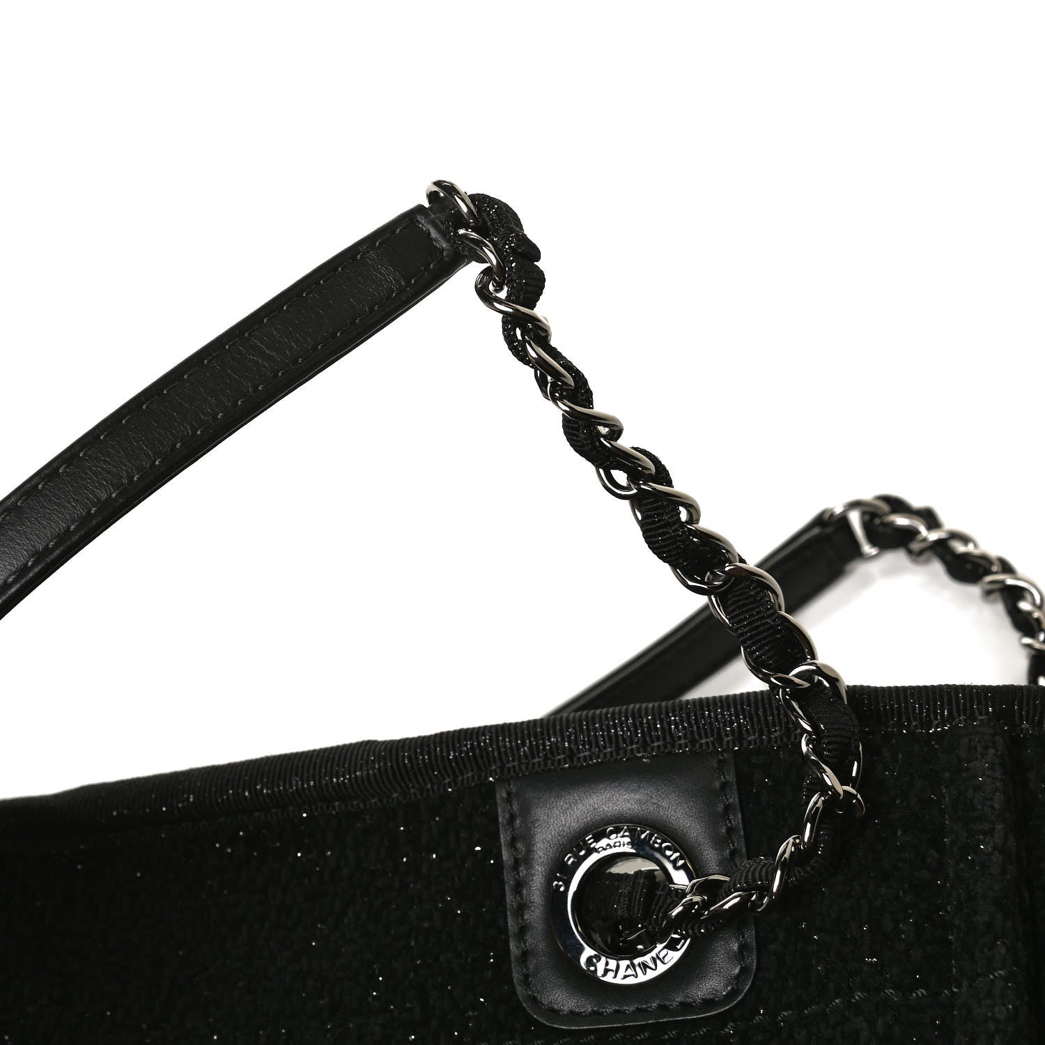 Chanel Calfskin Sequin Medium Deauville Tote Black 15 of 15