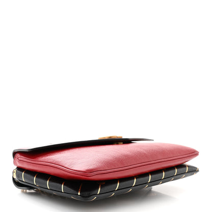 Gucci Calfskin Diagonal GG Medium Thiara Double Envelope Shoulder Bag Black Red 4 of 11