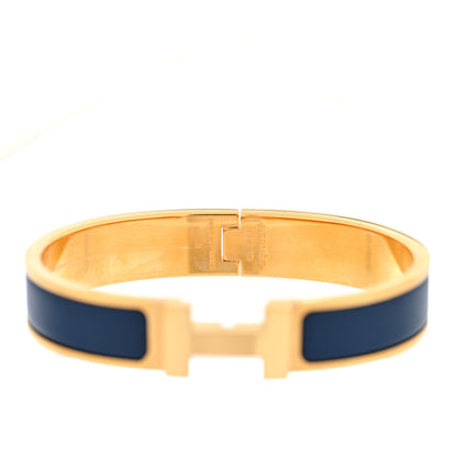 Hermes Matte Enamel Narrow Clic Clac HH Bracelet T4 Bleu Biarritz 4 of 5