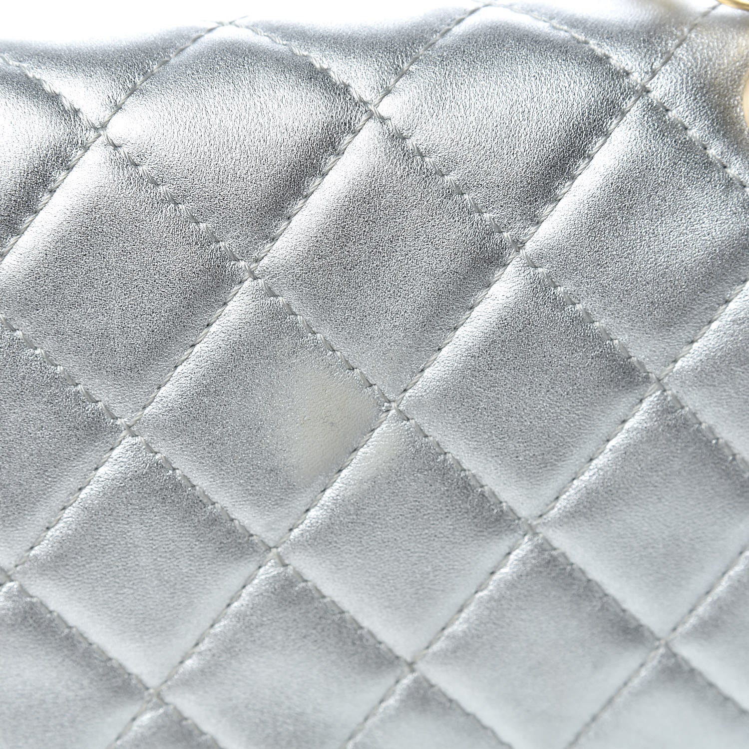 Chanel Metallic Lambskin Quilted Maxi Single Flap Silver 13 of 27