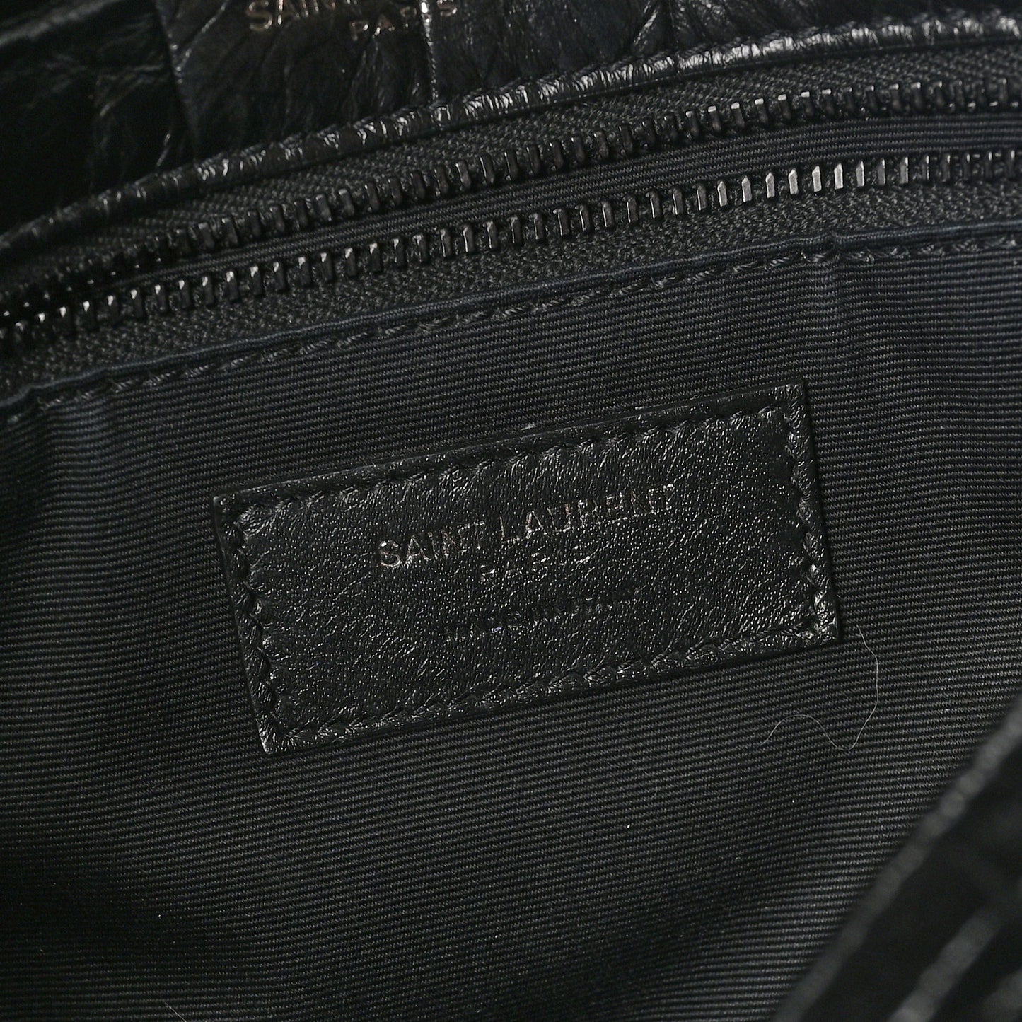 Crocodile Embossed Lambskin Monogram Medium Niki Chain Satchel Black