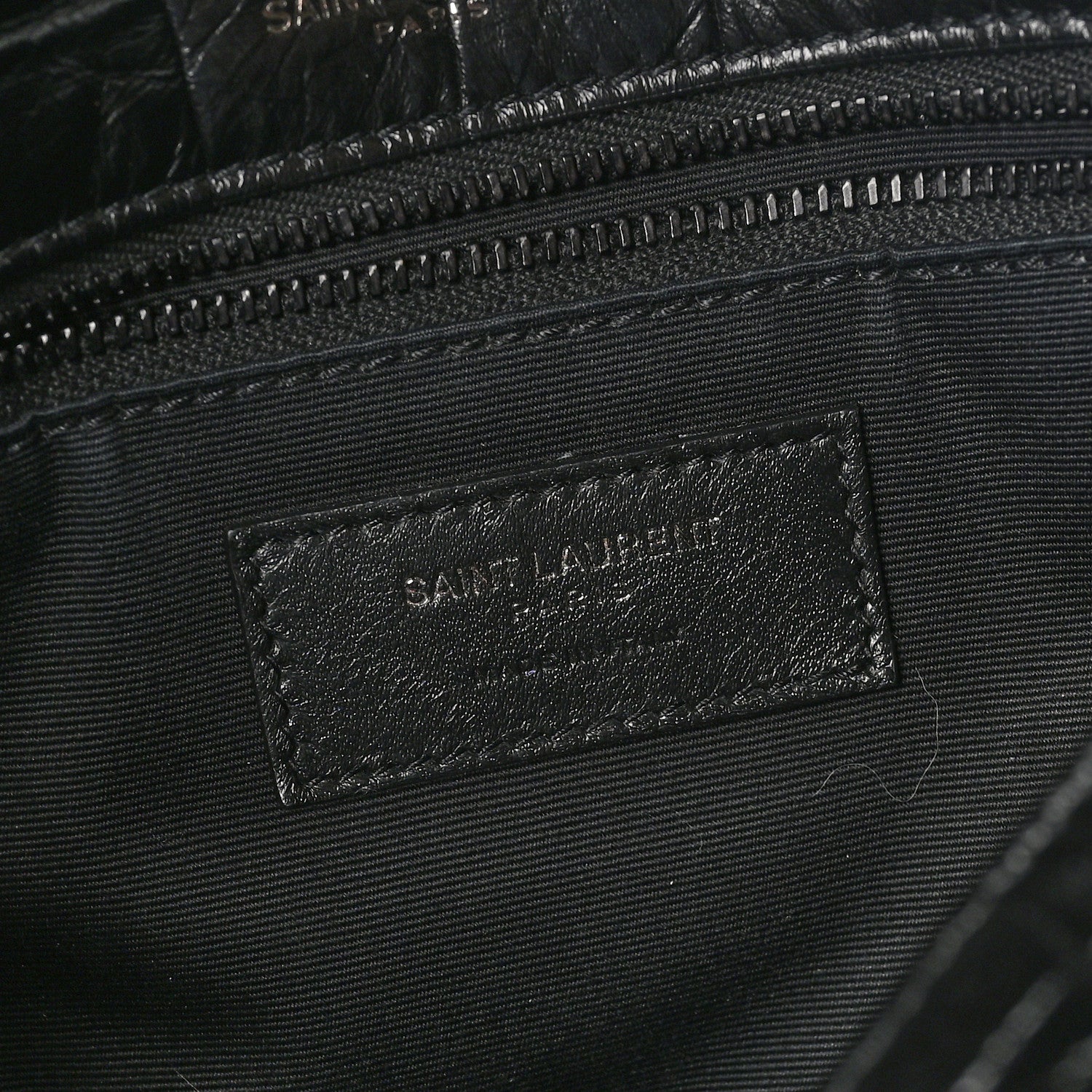 Saint Laurent Crocodile Embossed Lambskin Monogram Medium Niki Chain Satchel Black 6 of 10