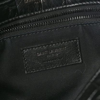 Saint Laurent Crocodile Embossed Lambskin Monogram Medium Niki Chain Satchel Black 6 of 10