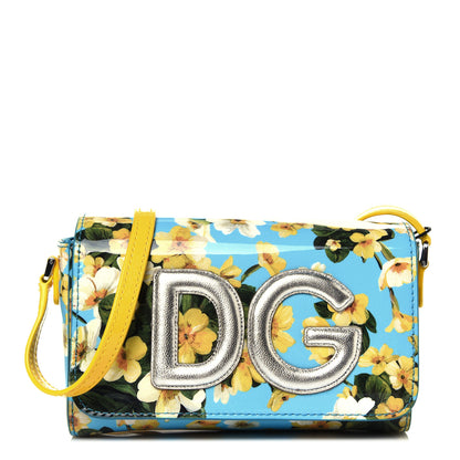 Dolce & Gabbana Patent Floral Print DG Girls Crossbody Blue 1 of 11
