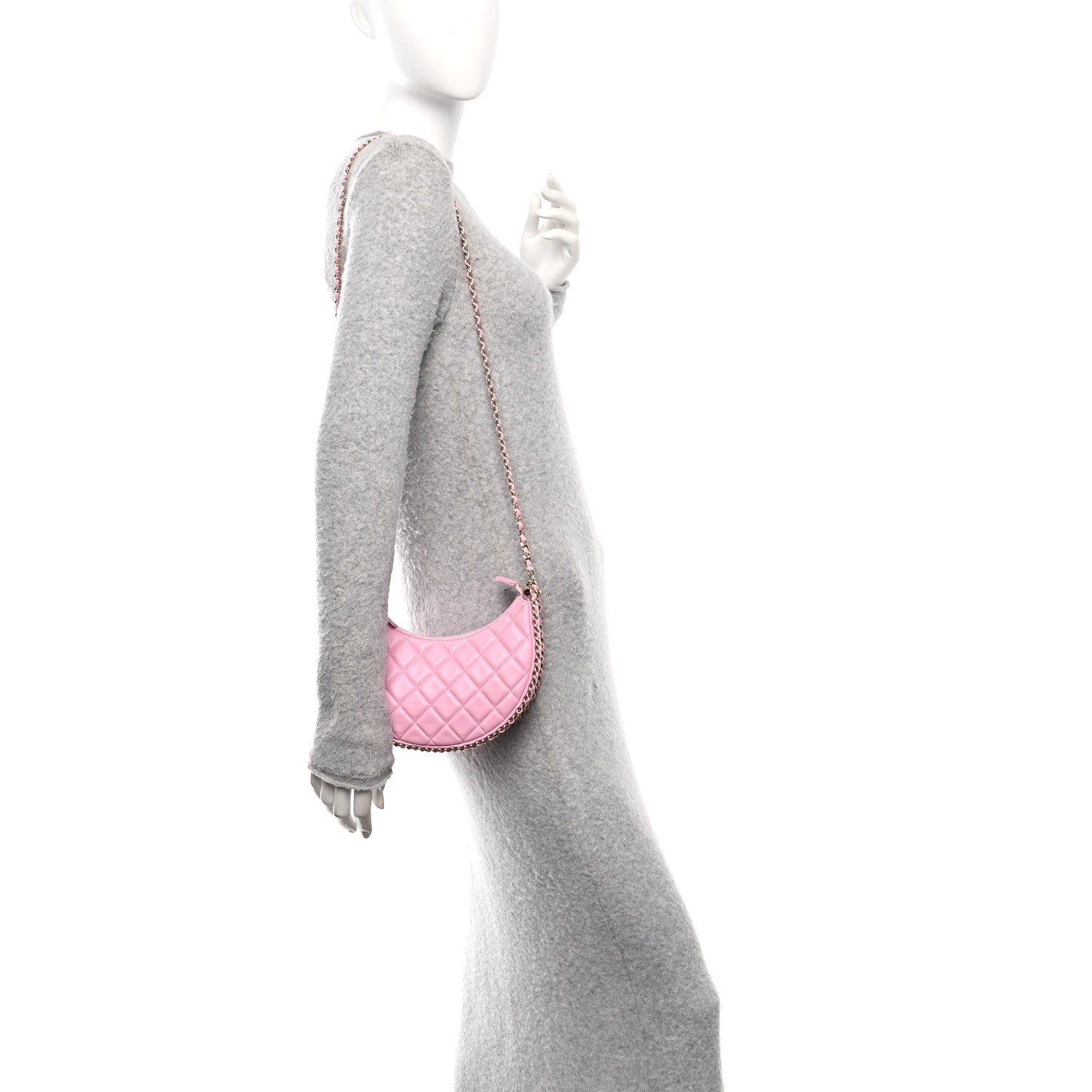 Chanel Lambskin Quilted Small Hobo Bag Pink 2 of 10